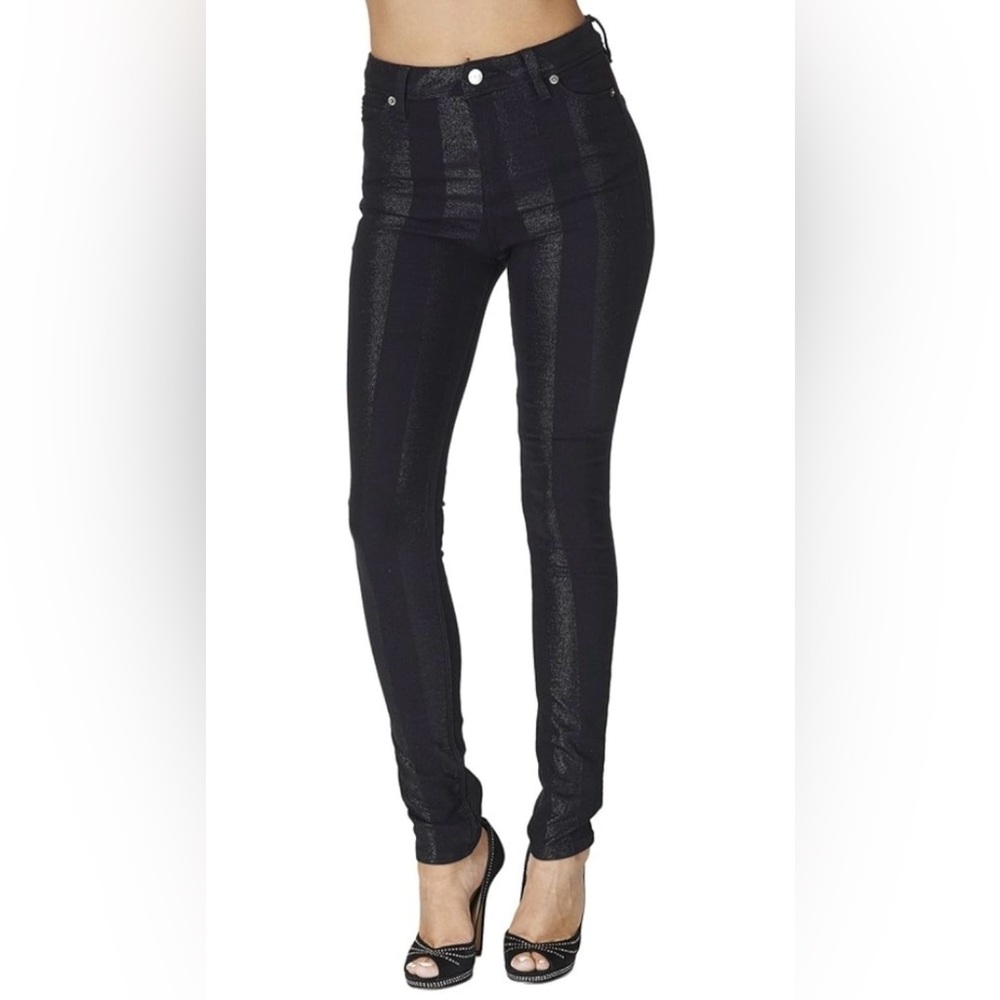 IRO Black Metallic Stripe Women's Drake Jeans - Made in Italy